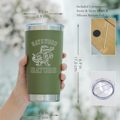 Gatewood Schools Gator Laser Engraved Insulated 20oz Tumbler
