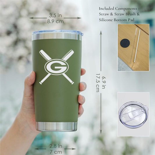 Gatewood Schools Baseball Softball Laser Engraved Insulated 20oz Tumbler