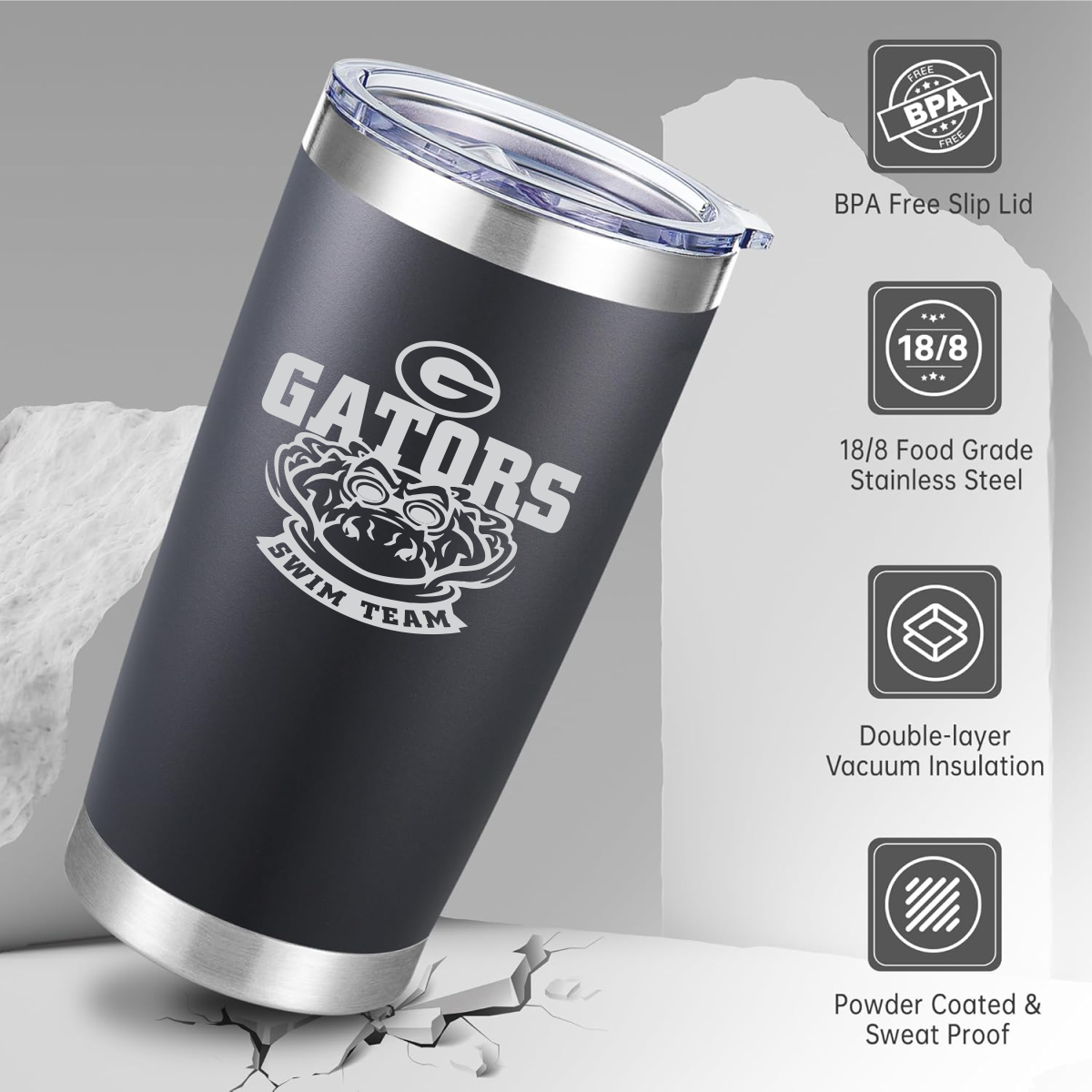 Gatewood Schools Swim Team Laser Engraved Insulated 20oz Tumbler