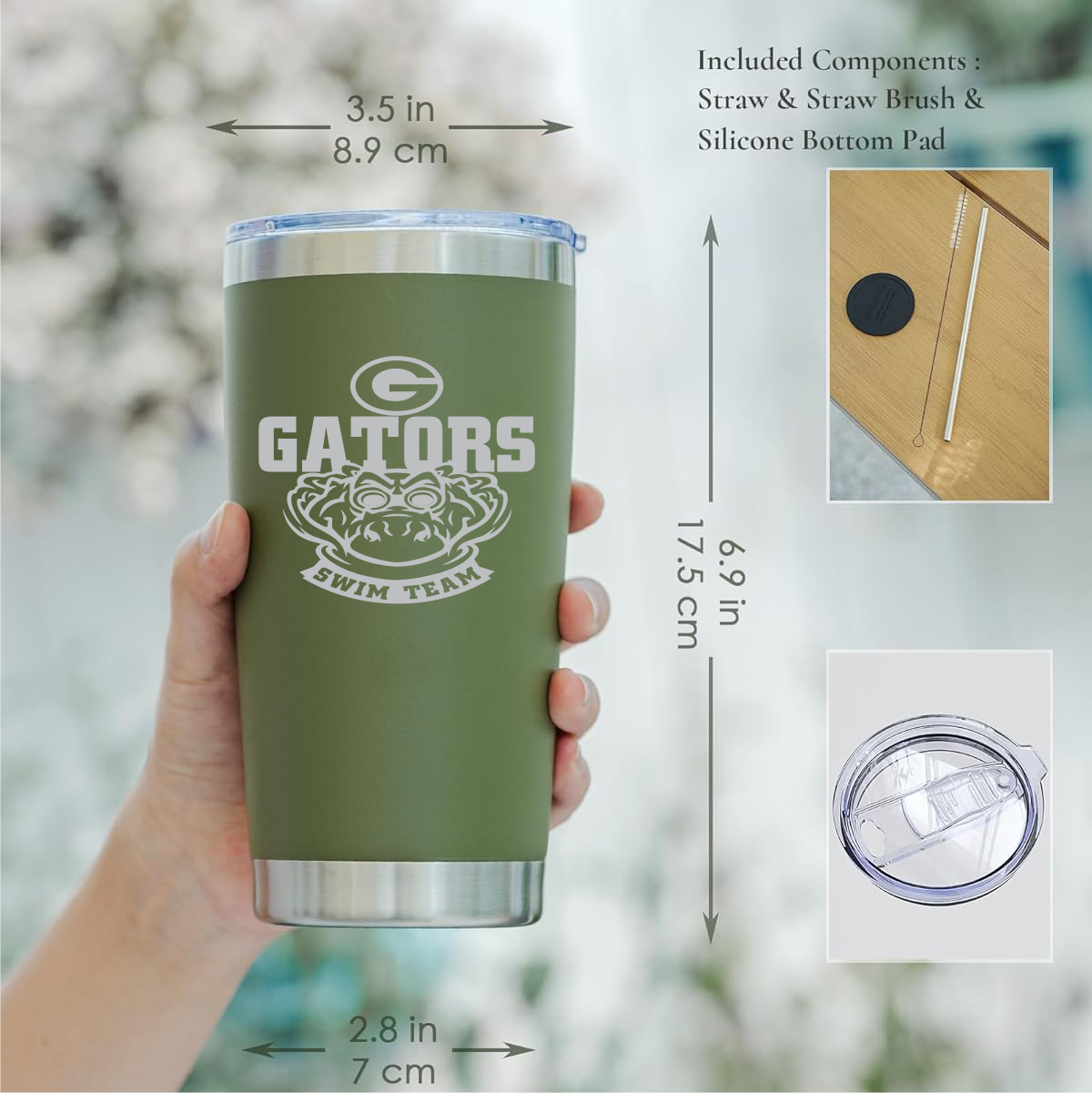 Gatewood Schools Swim Team Laser Engraved Insulated 20oz Tumbler