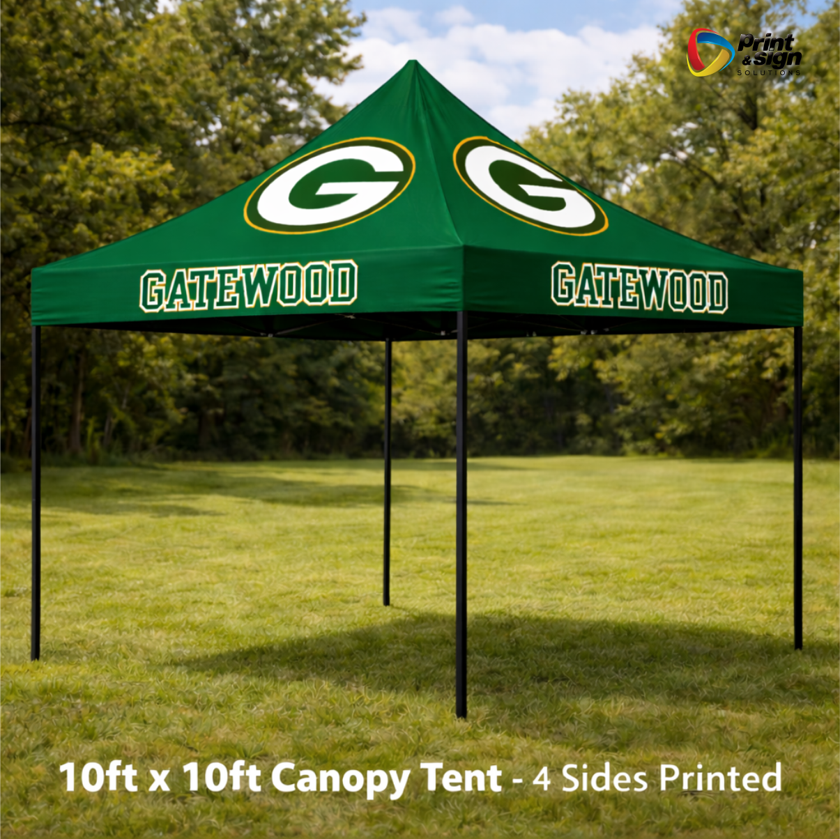 Gatewood Gators 10ft x 10ft STEEL Canopy Tent Full Color Print | Rooling Carrying Bag