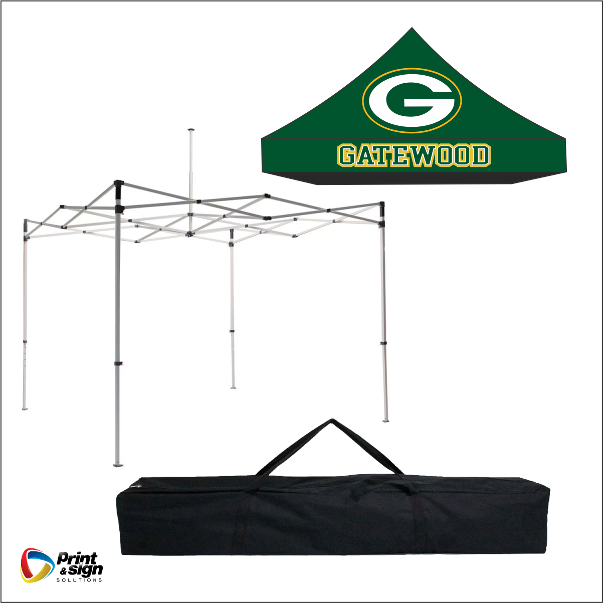 Gatewood Gators 10ft x 10ft STEEL Canopy Tent Full Color Print | Rooling Carrying Bag