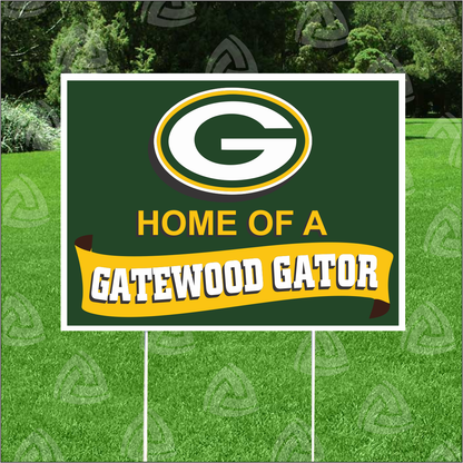 Home Of Gatewood Gator Yard Sign | 18" x 24" Corrugated Plastic | Includes 30" Metal Stake