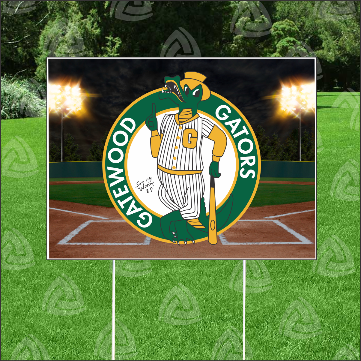 Gatewood Gators Yard Sign | 18" x 24" Corrugated Plastic | Includes 30" Metal Stake
