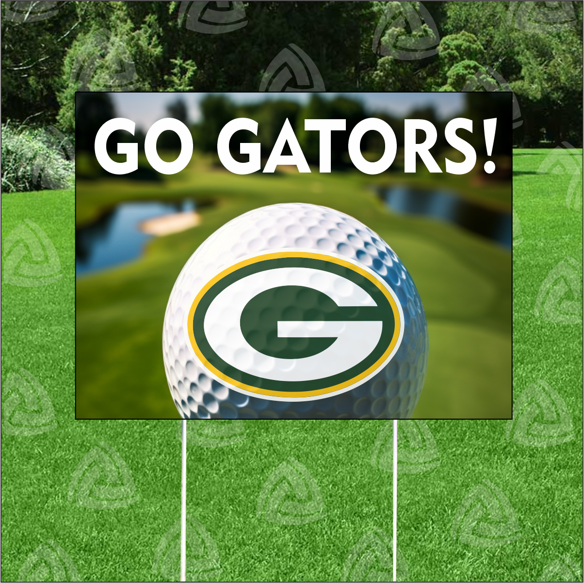 Go Gators Golf Yard Sign | 18" x 24" Corrugated Plastic | Includes 30" Metal Stake