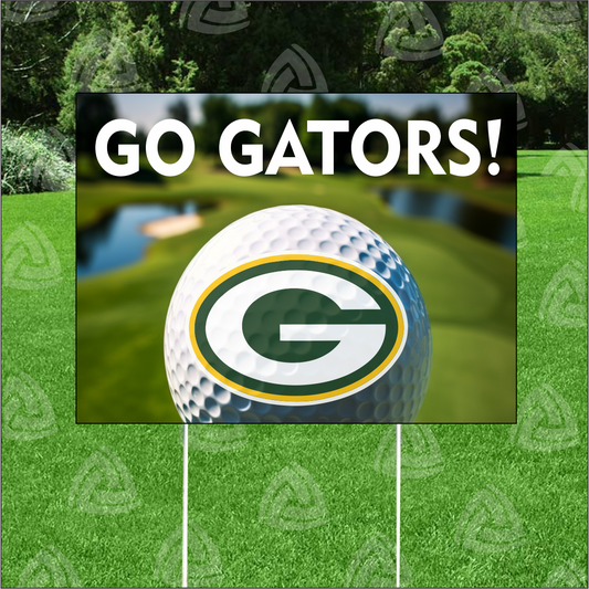 Go Gators Golf Yard Sign | 18" x 24" Corrugated Plastic | Includes 30" Metal Stake