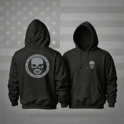 AMERICAN ARMY SNIPER Hooded Sweatshirt – “DON’T RUN, YOU’LL ONLY DIE TIRED” Patriotic Hoodie