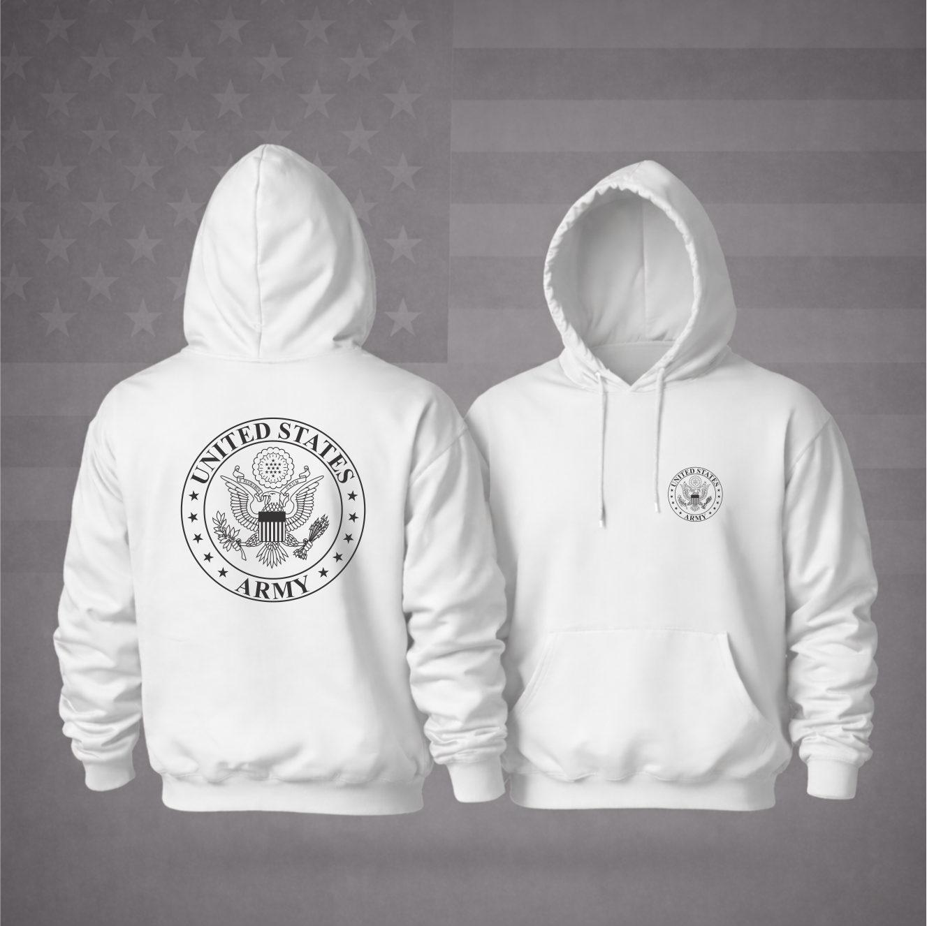 UNITED STATES ARMY SHIELD Military Hooded Sweatshirt – Premium Patriotic Comfort Hoodie