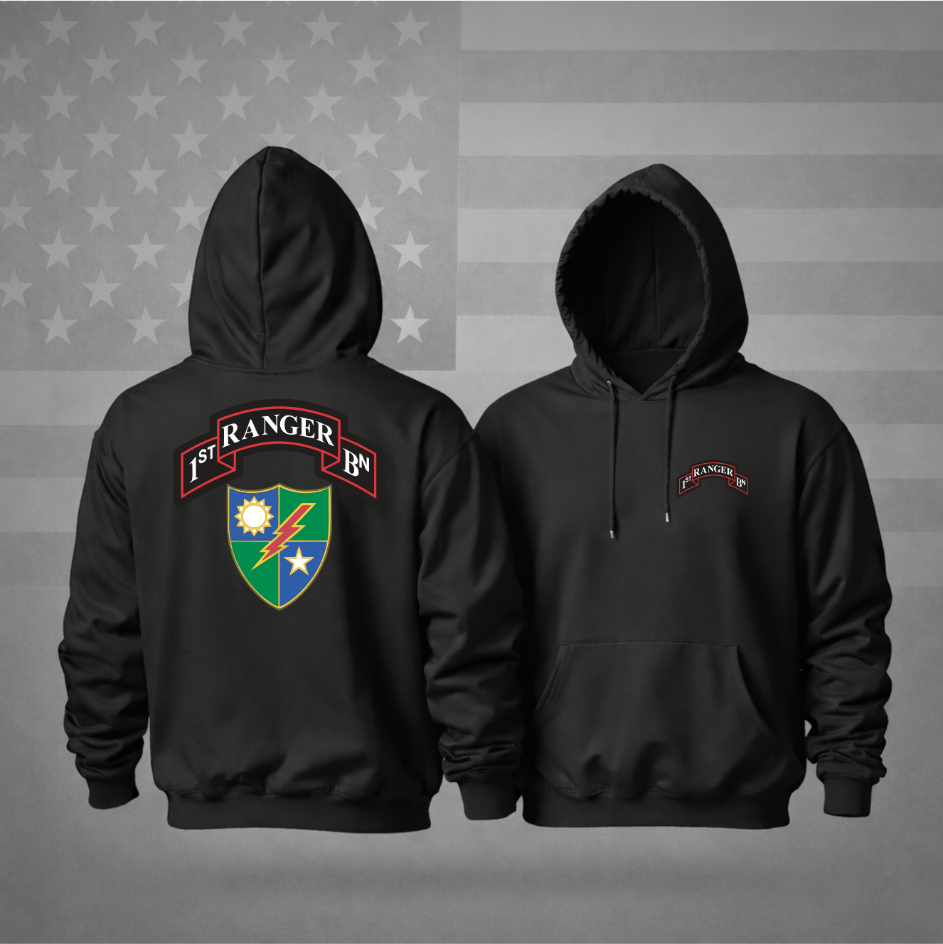 US ARMY 1ST RANGER BATTALION Military Hooded Sweatshirt – Elite Pride, Patriotic & Premium Comfort Hoodie