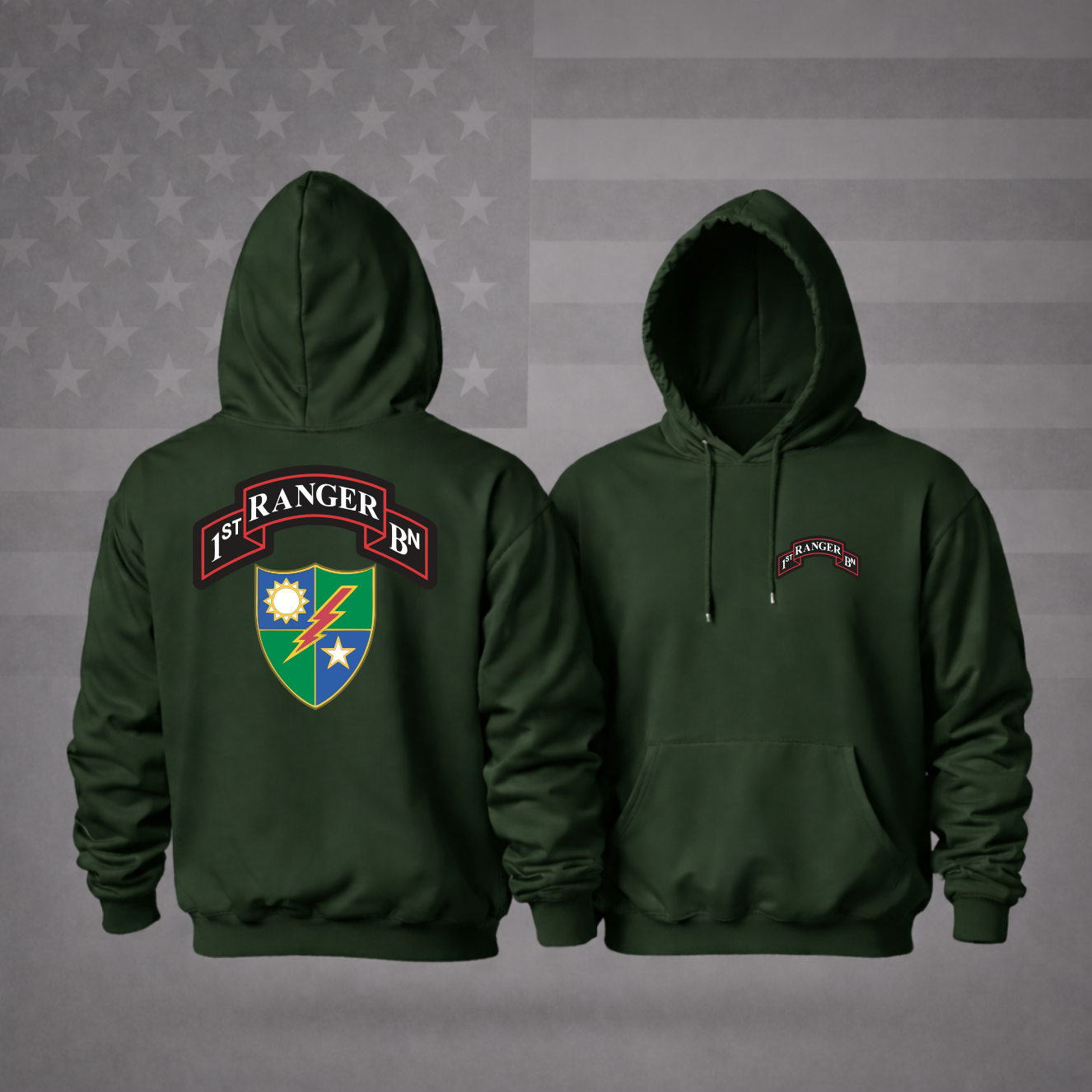 US ARMY 1ST RANGER BATTALION Military Hooded Sweatshirt – Elite Pride, Patriotic & Premium Comfort Hoodie
