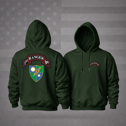 US ARMY 1ST RANGER BATTALION Military Hooded Sweatshirt – Elite Pride, Patriotic & Premium Comfort Hoodie