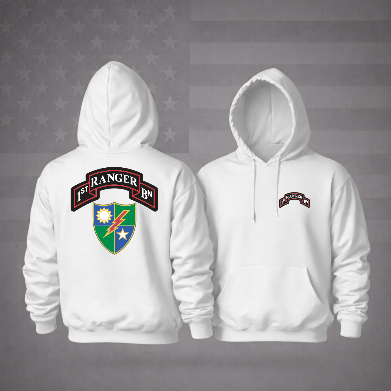 US ARMY 1ST RANGER BATTALION Military Hooded Sweatshirt – Elite Pride, Patriotic & Premium Comfort Hoodie