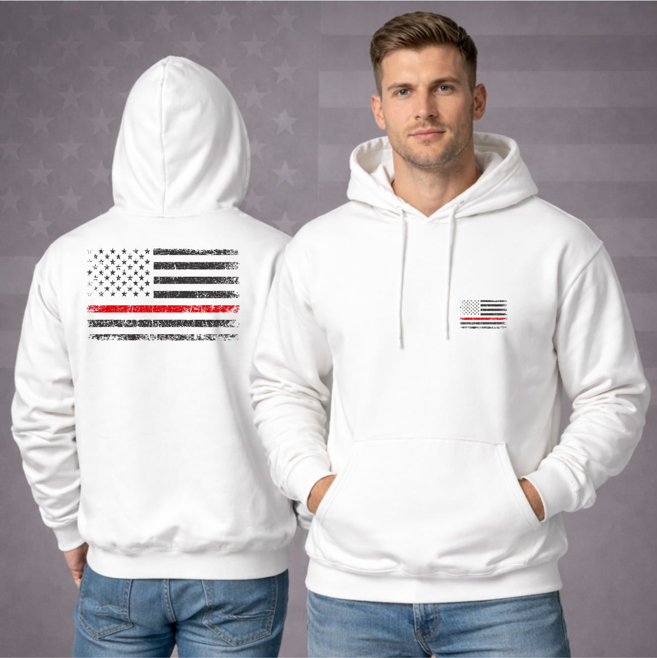 BACK THE RED Firefighter Hooded Sweatshirt – Honor, Patriotic , Pride & Premium Comfort Hoodie