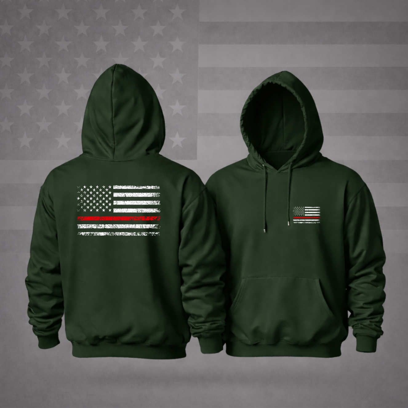 BACK THE RED Firefighter Hooded Sweatshirt – Honor, Patriotic , Pride & Premium Comfort Hoodie