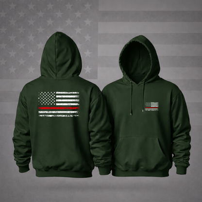 BACK THE RED Firefighter Hooded Sweatshirt – Honor, Patriotic , Pride & Premium Comfort Hoodie