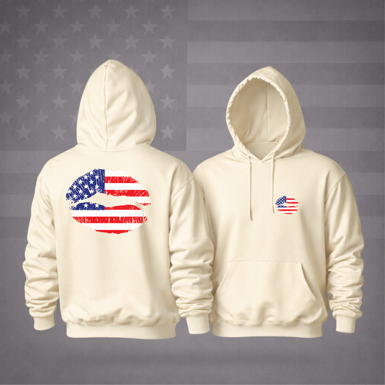 American Flag Lips Patriotic Hooded Sweatshirt – Bold Style, Freedom & Premium Comfort Hoodie