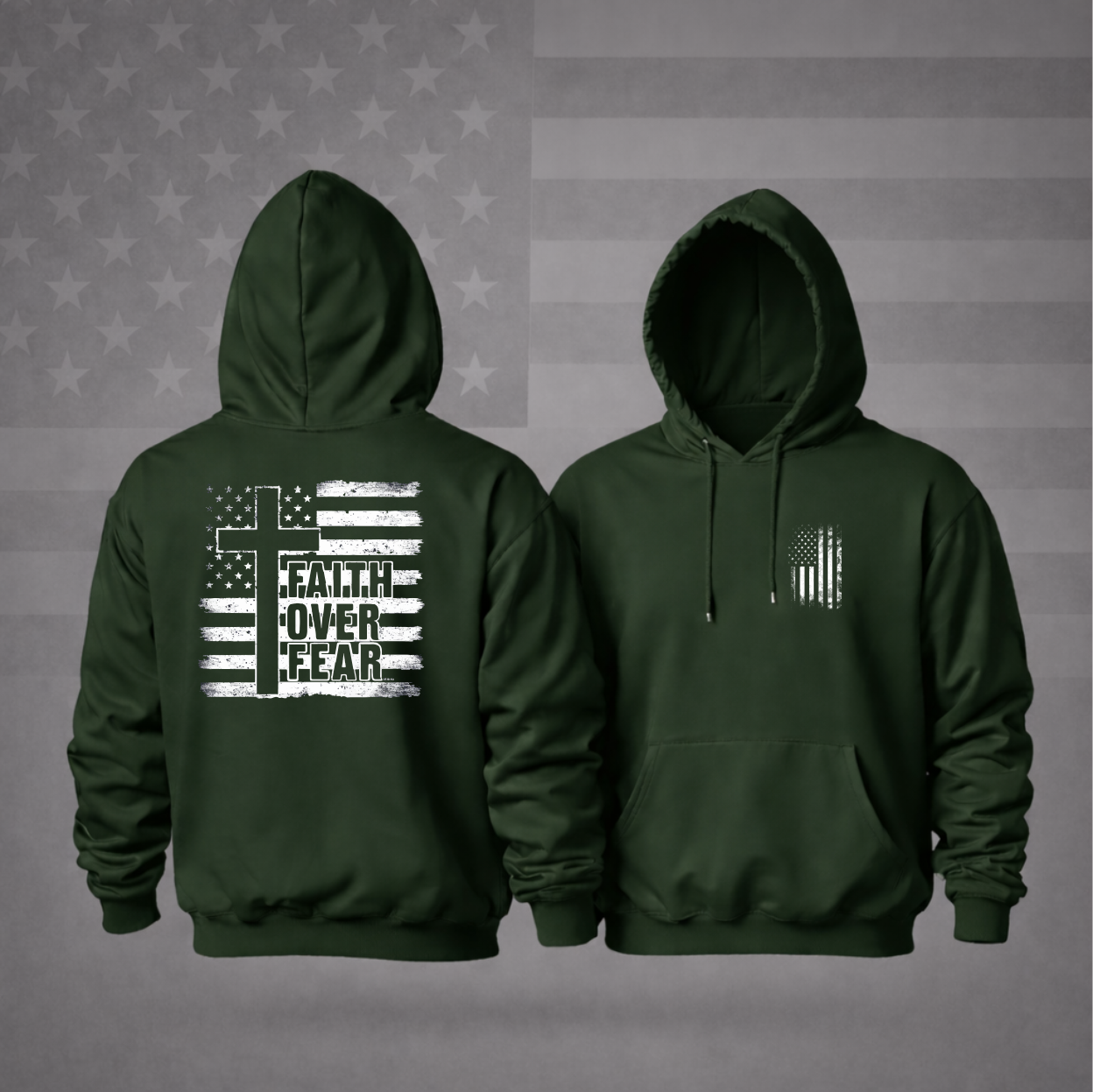 “FAITH OVER FEAR” Patriotic Hooded Sweatshirt – Strength, Hope & Premium Comfort Hoodie