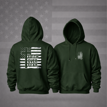 “FAITH OVER FEAR” Patriotic Hooded Sweatshirt – Strength, Hope & Premium Comfort Hoodie