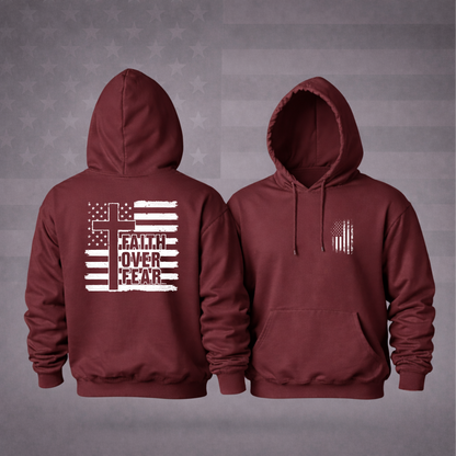 “FAITH OVER FEAR” Patriotic Hooded Sweatshirt – Strength, Hope & Premium Comfort Hoodie