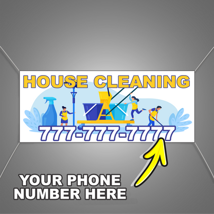 House Cleaning Vinyl Banner Add Your Phone Number
