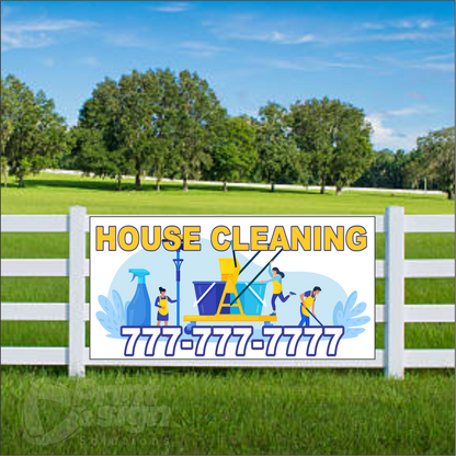 House Cleaning Vinyl Banner Add Your Phone Number