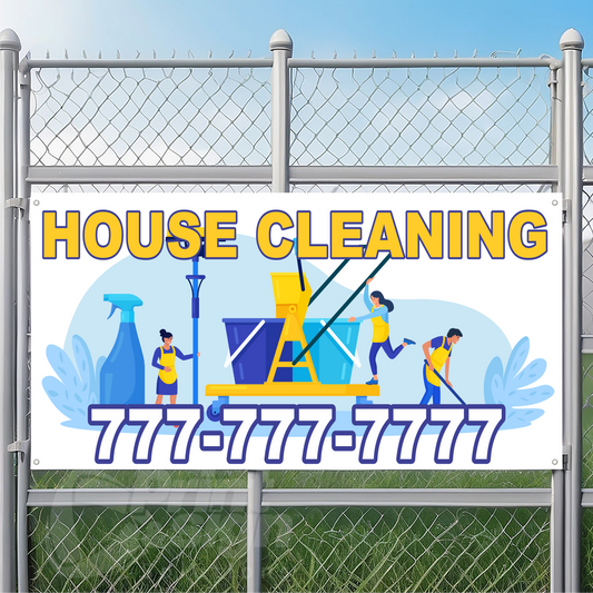 House Cleaning Vinyl Banner Add Your Phone Number