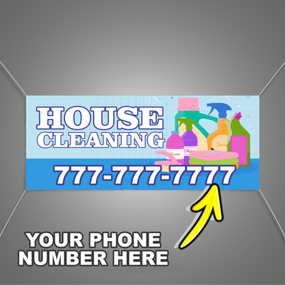 House Cleaning Vinyl Banner Add Your Phone Number