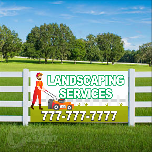 Landscaping Services Vinyl Banner Add Your Phone Number