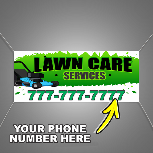 Lawn Care Services Vinyl Banner Add Your Phone Number