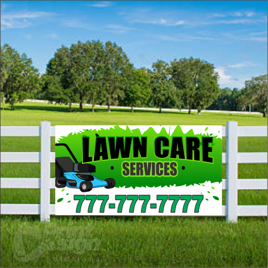 Lawn Care Services Vinyl Banner Add Your Phone Number
