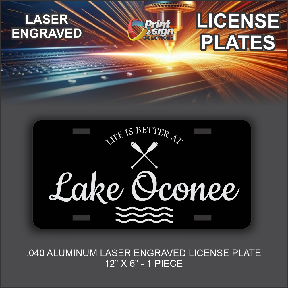 License Plate LIFE IS BETTER AT LAKE OCONEE Auto Truck car tag Aluminum 12" X 6" Laser Engraved