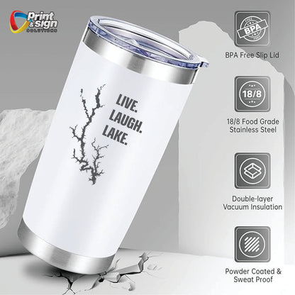 Live Laugh Lake Laser Engraved Tumbler Insulated Travel Mug
