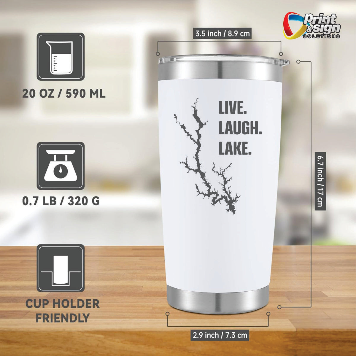 Live Laugh Lake Laser Engraved Tumbler Insulated Travel Mug