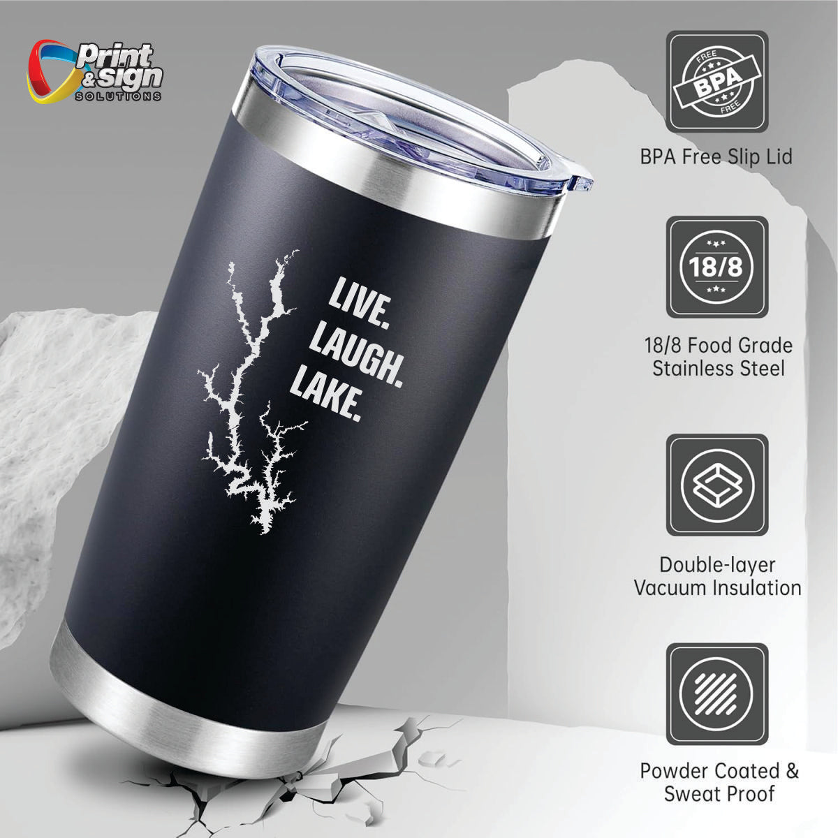 Live Laugh Lake Laser Engraved Tumbler Insulated Travel Mug