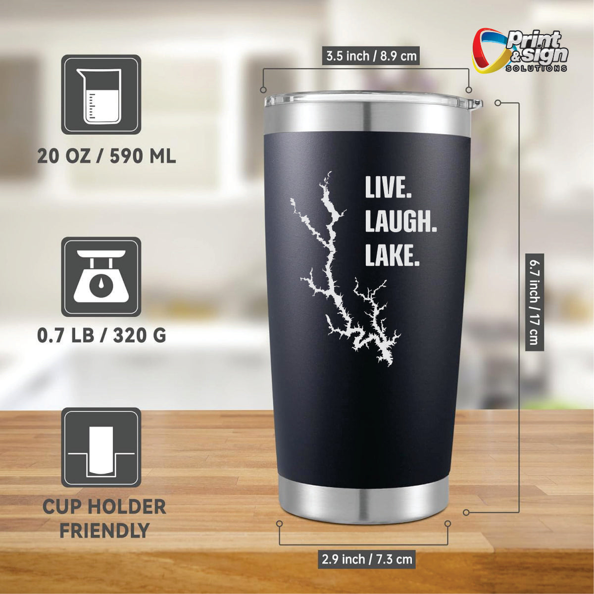 Live Laugh Lake Laser Engraved Tumbler Insulated Travel Mug
