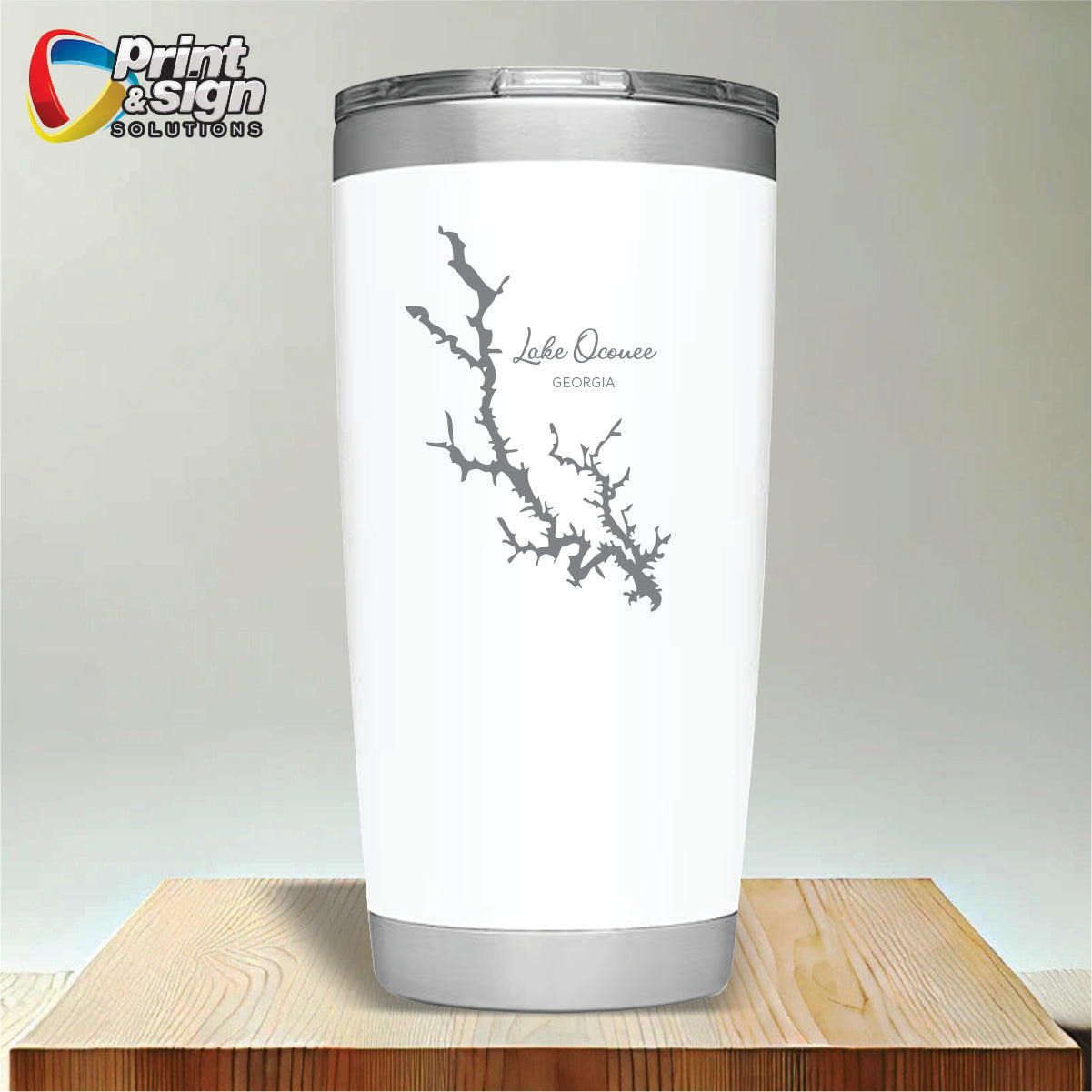 Lake Oconee Laser Engraved 20oz Tumbler Insulated Travel Mug with Lid