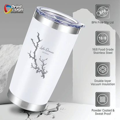 Lake Oconee Laser Engraved 20oz Tumbler Insulated Travel Mug with Lid