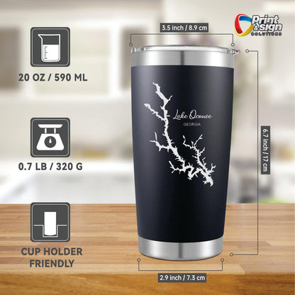 Lake Oconee Laser Engraved 20oz Tumbler Insulated Travel Mug with Lid