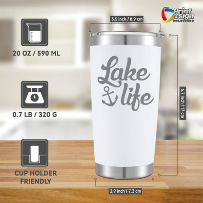 Lake Life Laser Engraved Tumbler Insulated Travel Mug