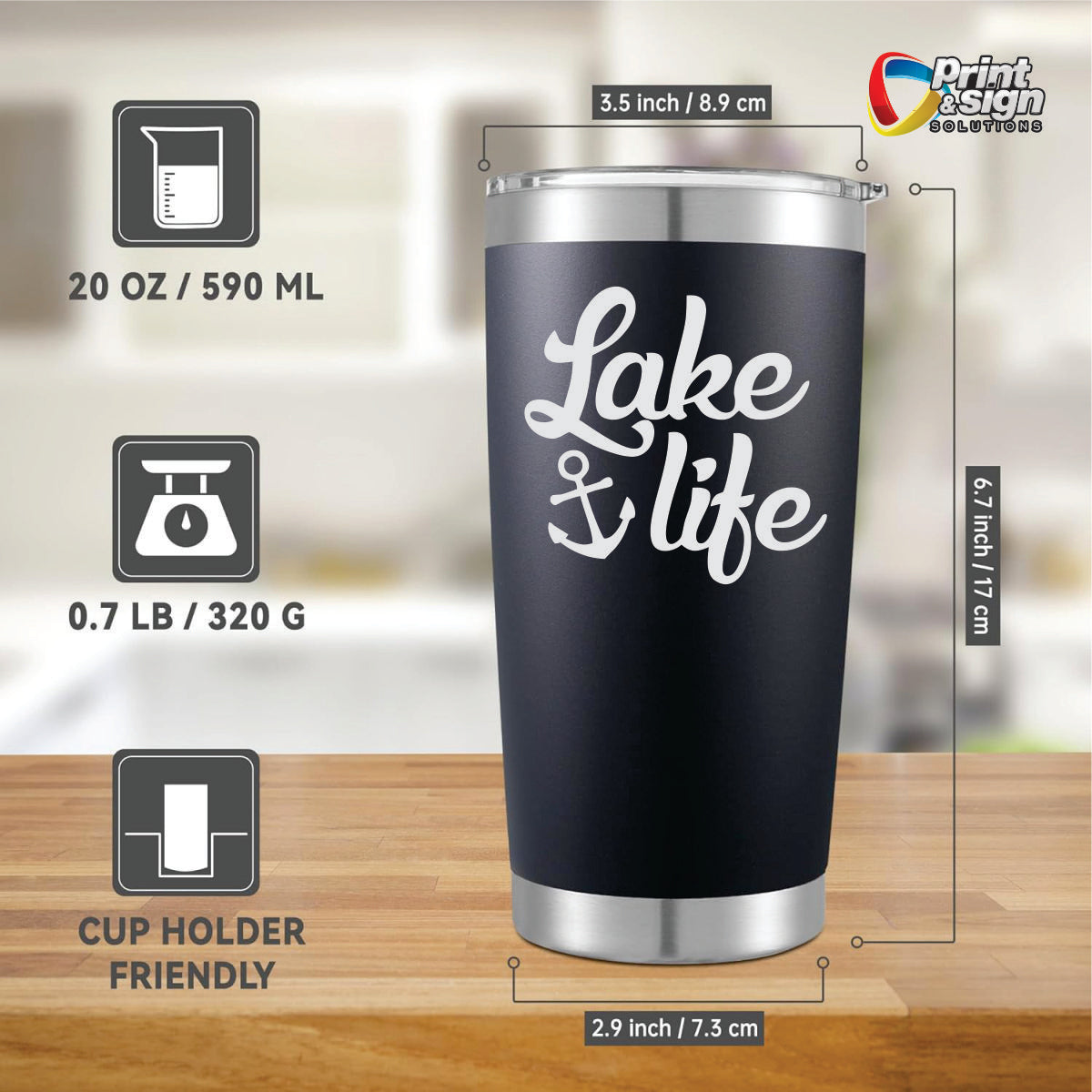 Lake Life Laser Engraved Tumbler Insulated Travel Mug