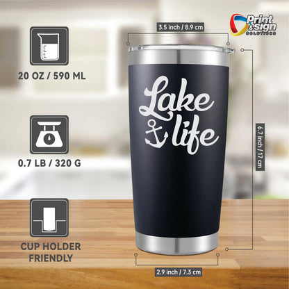 Lake Life Laser Engraved Tumbler Insulated Travel Mug