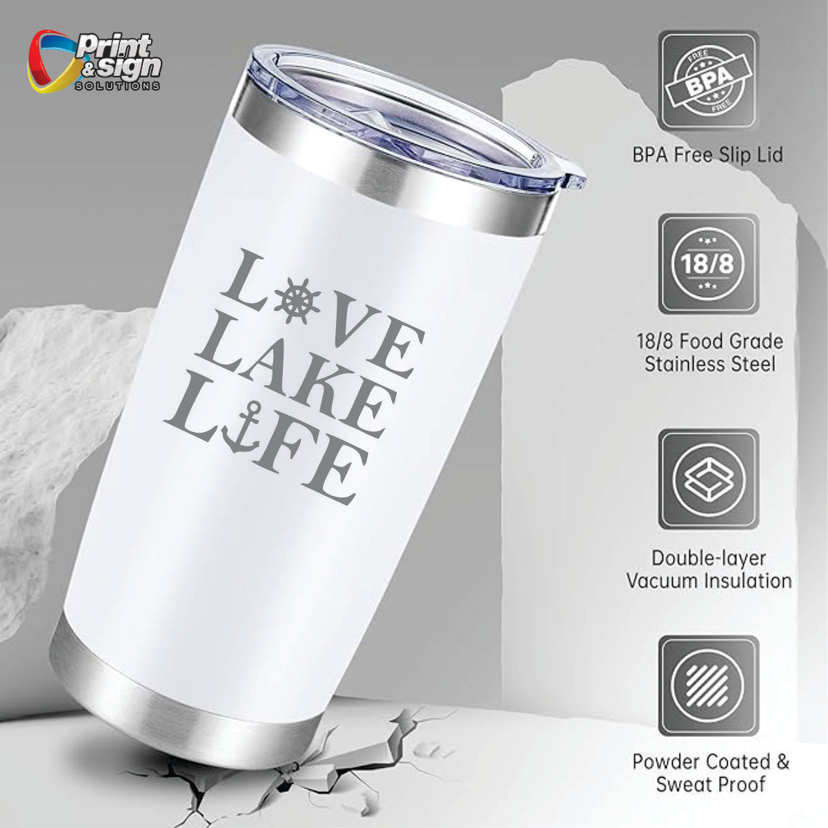 Love Lake Life Laser Engraved Tumbler Insulated Travel Mug
