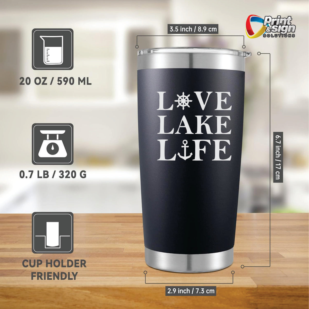 Love Lake Life Laser Engraved Tumbler Insulated Travel Mug
