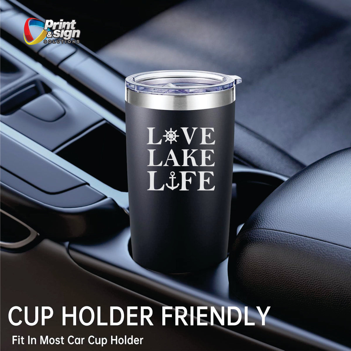 Love Lake Life Laser Engraved Tumbler Insulated Travel Mug