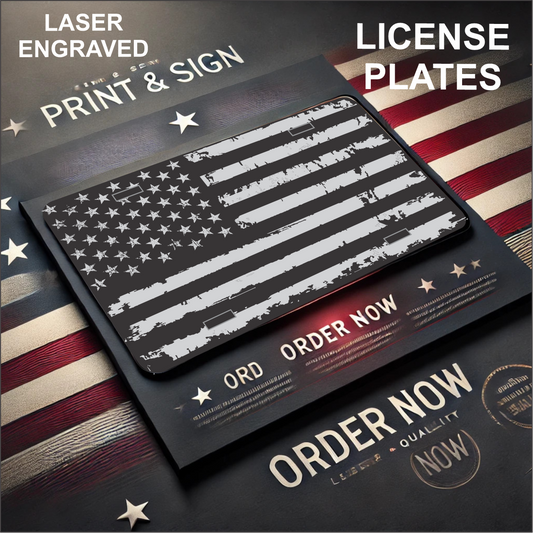 Laser Engraved American Flag License Plates