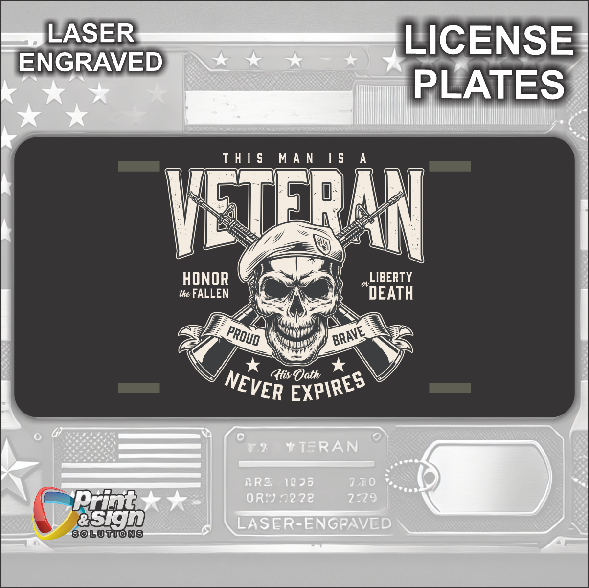 Laser Engraved Veteran License Plates