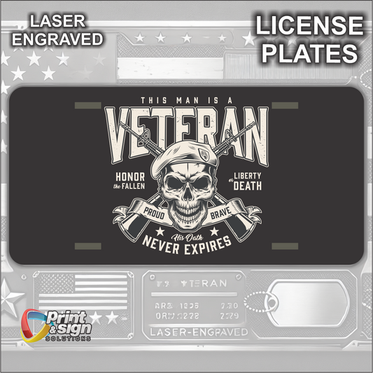 Laser Engraved Veteran License Plates