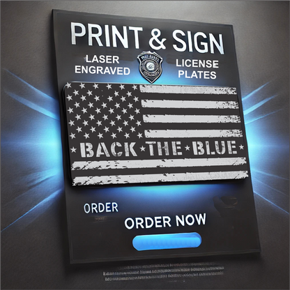 BACK THE BLUE Rendering Slate Coaster Laser Engraved PATRIOT COP DEPT
