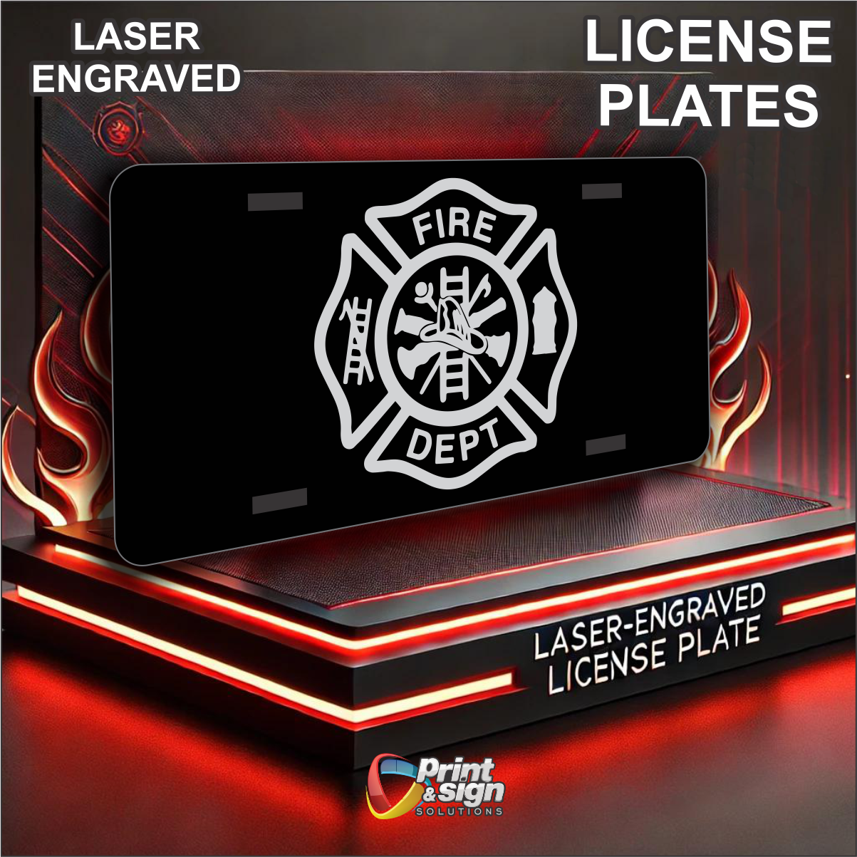 License Plate FIRE DEPT Auto Truck car tag Aluminum