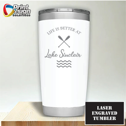 Lake Sinclair Laser Engraved Tumbler Insulated Travel Mug